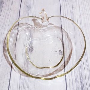 Vintage Large Apple Shaped Glass Serving Bowl